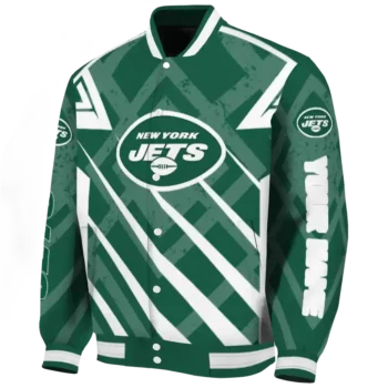 customized new york jets chevron angles green varsity jacket best selling