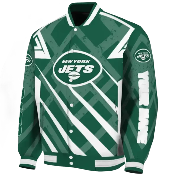 customized new york jets chevron angles green varsity jacket best selling