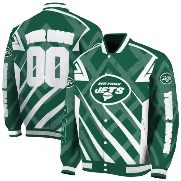 customized new york jets chevron angles green varsity jacket fashion forward