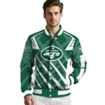 customized new york jets chevron angles green varsity jacket best selling