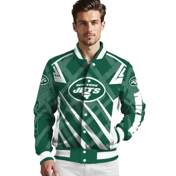 customized new york jets chevron angles green varsity jacket high quality