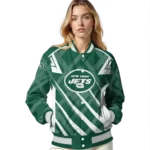 customized new york jets chevron angles green varsity jacket best selling