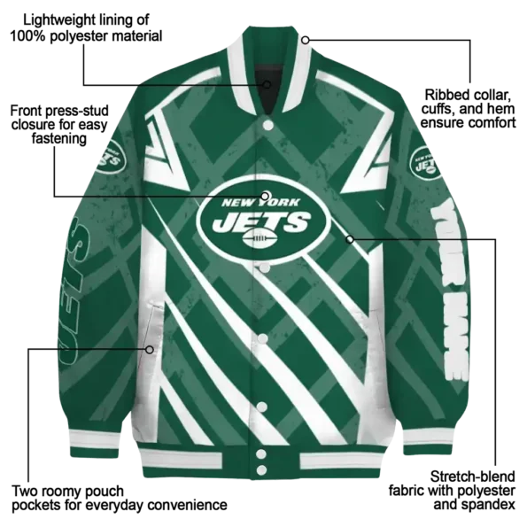 customized new york jets chevron angles green varsity jacket new arrival