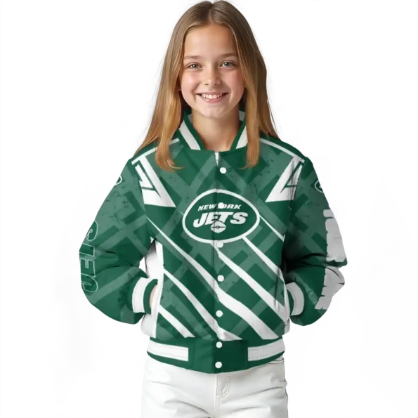 customized new york jets chevron angles green varsity jacket top rated