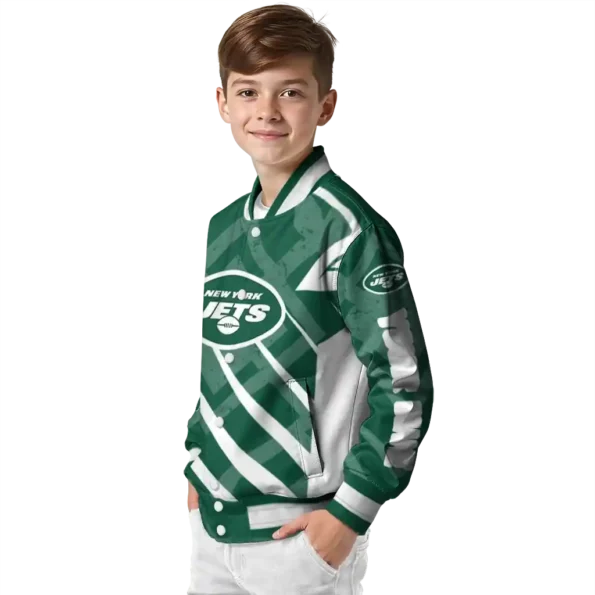 customized new york jets chevron angles green varsity jacket trendy