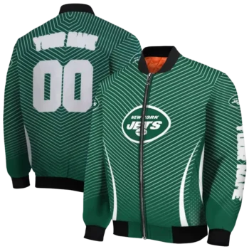 customized new york jets chevron arrow green bomber jacket fashion forward