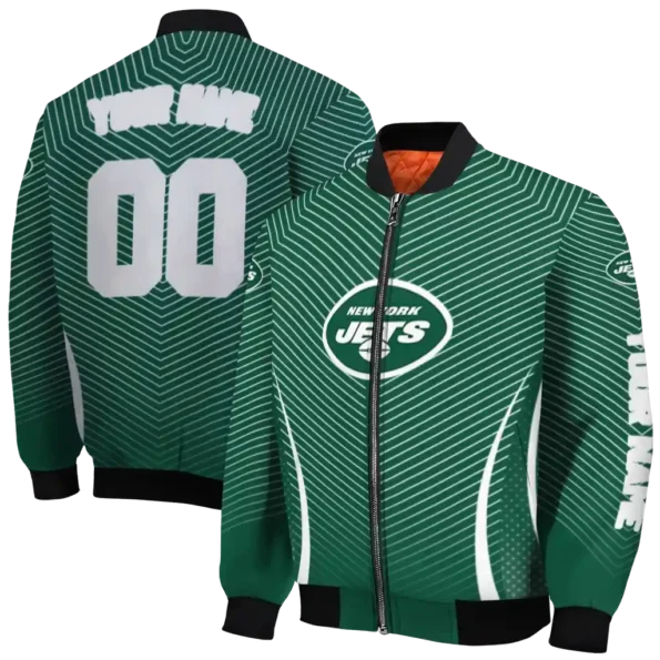 customized new york jets chevron arrow green bomber jacket fashion forward