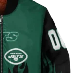 customized new york jets flame border green black bomber jacket best selling