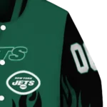 customized new york jets flame border green black varsity jacket best selling