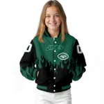 customized new york jets flame border green black varsity jacket best selling