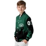 customized new york jets flame border green black varsity jacket best selling
