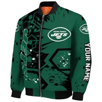 customized new york jets hexagon cluster green black bomber jacket best selling