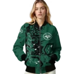 customized new york jets hexagon cluster green black bomber jacket best selling