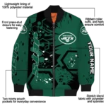 customized new york jets hexagon cluster green black bomber jacket best selling