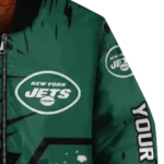 customized new york jets hexagon cluster green black bomber jacket best selling