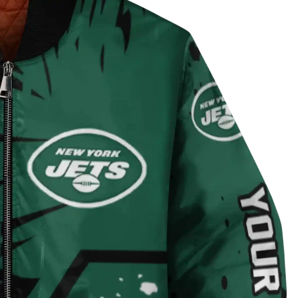 customized new york jets hexagon cluster green black bomber jacket premium grade