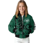 customized new york jets hexagon cluster green black bomber jacket best selling