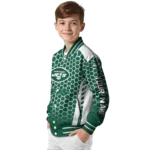customized new york jets hexagon grid green varsity jacket best selling