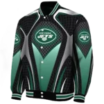 customized new york jets mesh chest black crocs black varsity jacket best selling