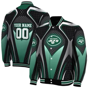 customized new york jets mesh chest black crocs black varsity jacket fashion forward