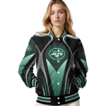customized new york jets mesh chest black crocs black varsity jacket best selling