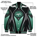 customized new york jets mesh chest black crocs black varsity jacket best selling