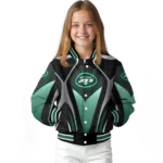 customized new york jets mesh chest black crocs black varsity jacket best selling