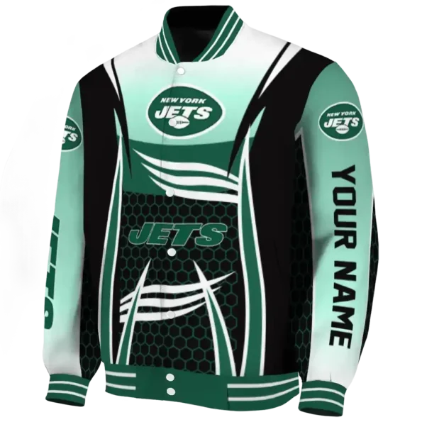 customized new york jets mesh effect green black varsity jacket best selling