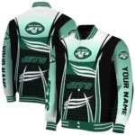 customized new york jets mesh effect green black varsity jacket best selling