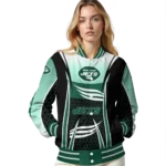 customized new york jets mesh effect green black varsity jacket best selling
