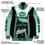 customized new york jets mesh effect green black varsity jacket best selling