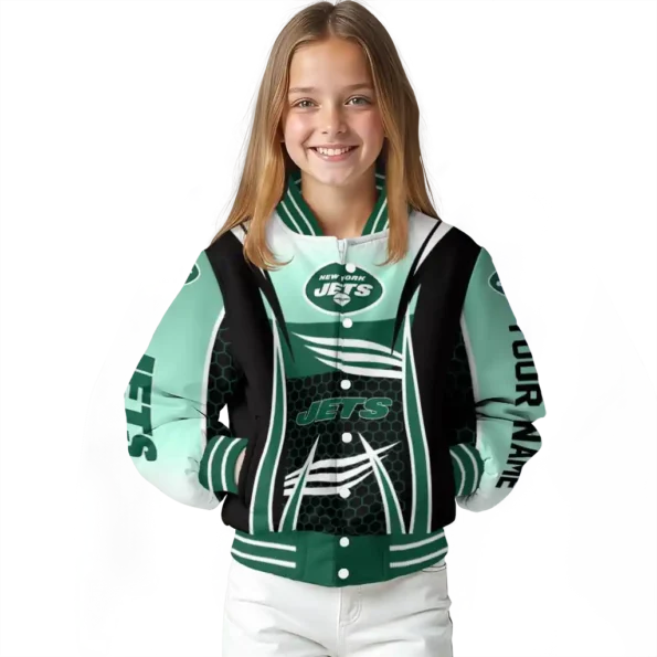 customized new york jets mesh effect green black varsity jacket top rated