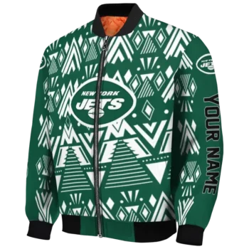 customized new york jets pyramid shapes green bomber jacket best selling