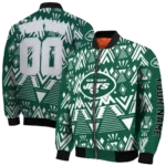 customized new york jets pyramid shapes green bomber jacket best selling
