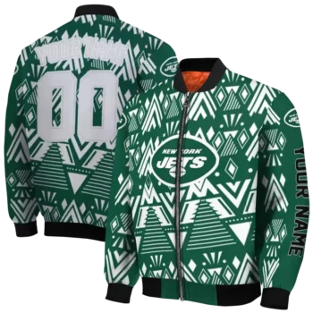 customized new york jets pyramid shapes green bomber jacket fashion forward