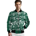 customized new york jets pyramid shapes green bomber jacket best selling