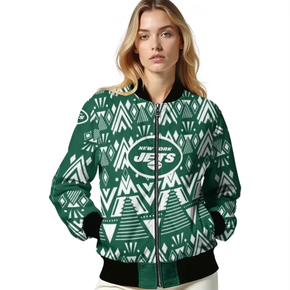 customized new york jets pyramid shapes green bomber jacket latest model
