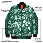customized new york jets pyramid shapes green bomber jacket best selling