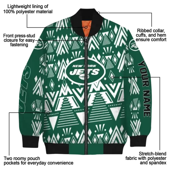 customized new york jets pyramid shapes green bomber jacket new arrival