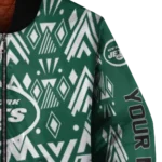 customized new york jets pyramid shapes green bomber jacket best selling