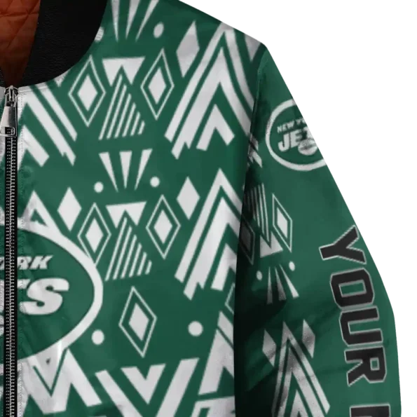 customized new york jets pyramid shapes green bomber jacket premium grade