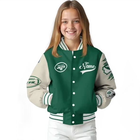 customized new york jets razorback outline green nude varsity jacket top rated