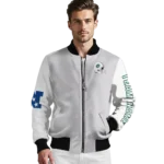 customized new york jets speckled arms green gray bomber jacket best selling