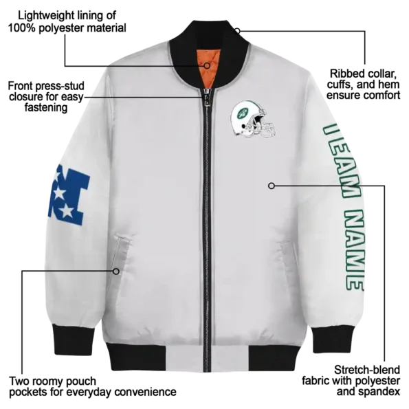 customized new york jets speckled arms green gray bomber jacket new arrival