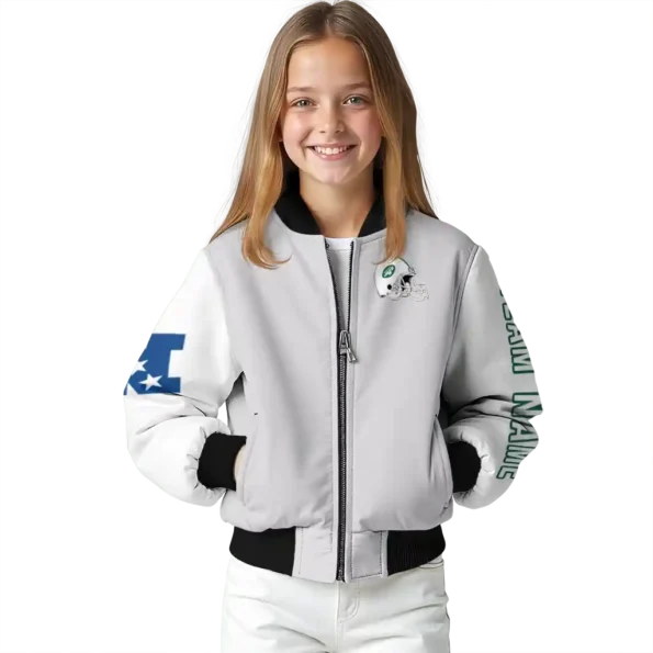 customized new york jets speckled arms green gray bomber jacket top rated