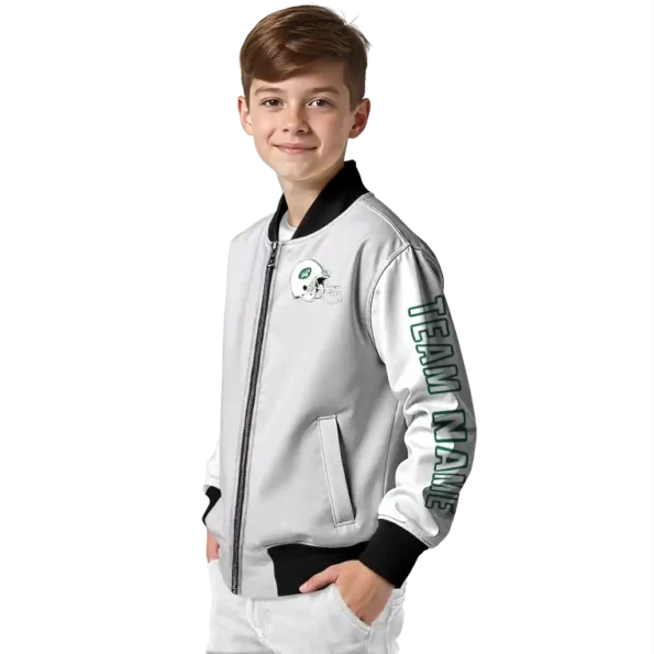 customized new york jets speckled arms green gray bomber jacket trendy