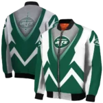 customized new york jets v stripes green white bomber jacket best selling