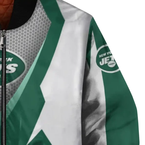 customized new york jets v stripes green white bomber jacket premium grade