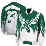 customized new york jets winged blaze green white varsity jacket best selling