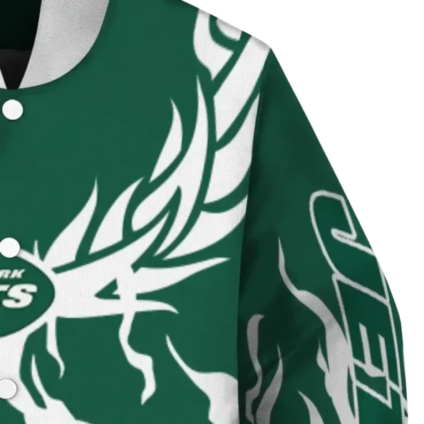customized new york jets winged blaze green white varsity jacket premium grade